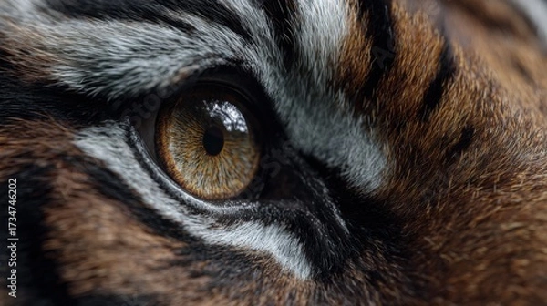 Fototapeta Create a high-quality, viral, realistic-type, and detailed image from the front angle of the tiger's eye from a close-up front angle, the image is in realistic style with high-quality details
