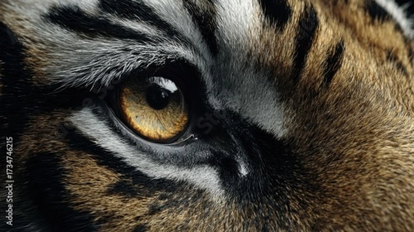 Fototapeta Create a high-quality, viral, realistic-type, and detailed image from the front angle of the tiger's eye from a close-up front angle, the image is in realistic style with high-quality details

