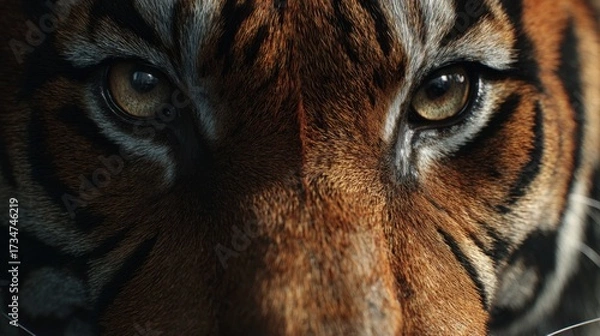 Fototapeta Create a high-quality, viral, realistic-type, and detailed image from the front angle of the tiger's eye from a close-up front angle, the image is in realistic style with high-quality details
