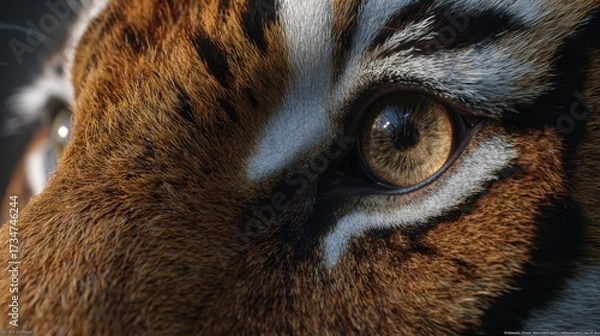 Fototapeta Create a high-quality, viral, realistic-type, and detailed image from the front angle of the tiger's eye from a close-up front angle, the image is in realistic style with high-quality details

