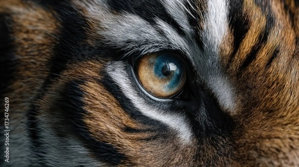 Fototapeta Create a high-quality, viral, realistic-type, and detailed image from the front angle of the tiger's eye from a close-up front angle, the image is in realistic style with high-quality details
