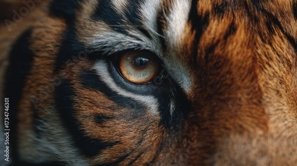 Fototapeta Create a high-quality, viral, realistic-type, and detailed image from the front angle of the tiger's eye from a close-up front angle, the image is in realistic style with high-quality details
