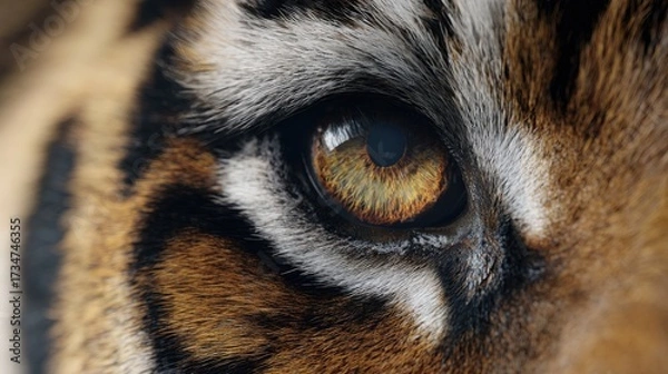 Fototapeta Create a high-quality, viral, realistic-type, and detailed image from the front angle of the tiger's eye from a close-up front angle, the image is in realistic style with high-quality details
