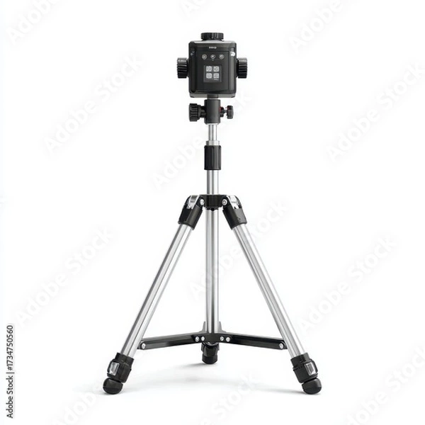 Fototapeta Laser Level on Tripod for Construction and Surveying on White Background