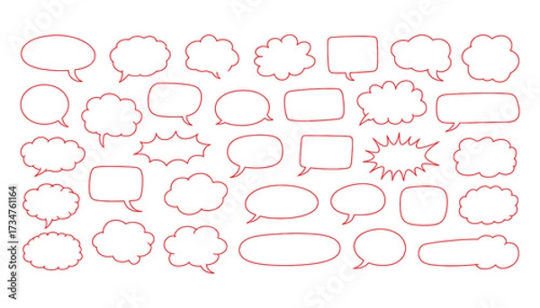 Fototapeta Collection of speech bubbles and thought clouds for communication and ideas diverse shapes