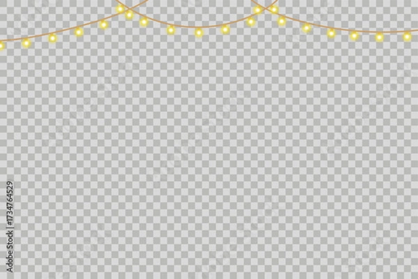 Obraz Curved festive star border in golden colors on transparent background
