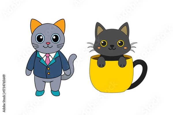 Obraz cute cat vector art illustration