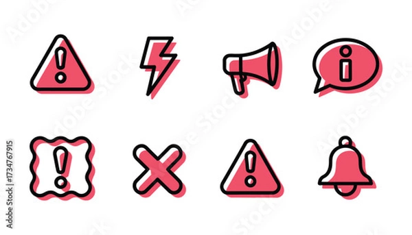 Fototapeta Set of warning and information icons alert symbols notification symbols and danger signs graphic elements
