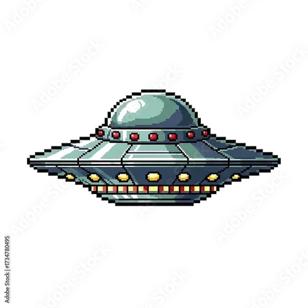 Obraz Pixelated Alien Spaceship Illustration.
