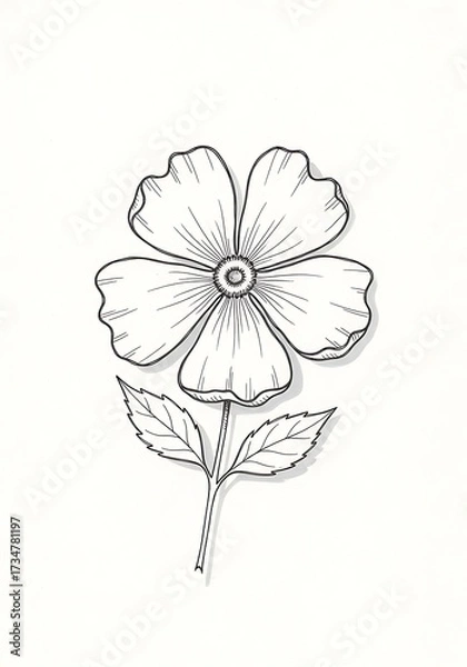 Obraz Elegant Black and White Flower Illustration.