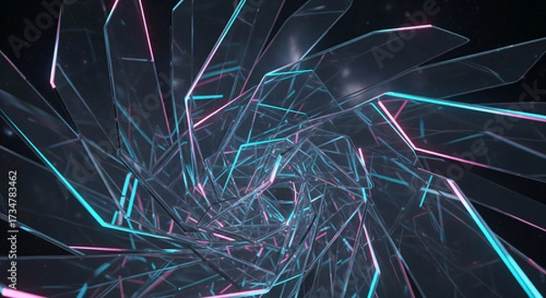 Fototapeta Futuristic Glass Structure – Abstract 3D Rendering Background Design