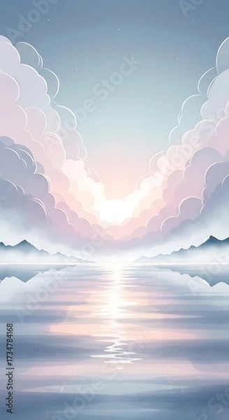 Obraz Peaceful Sunrise Over Misty Mountains.