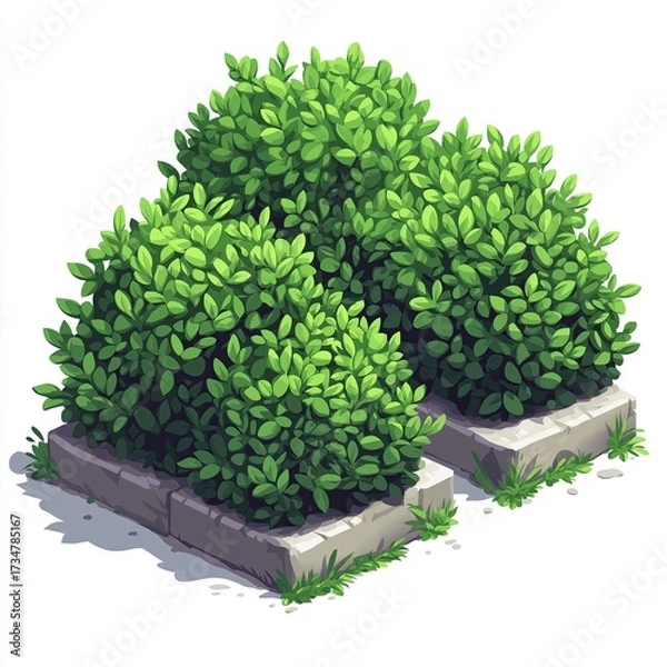 Fototapeta Pixel Tree Bush Shrub Plant Isolated Retro 8bit 16bit Pixelated Nature Video Game Asset
