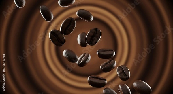 Fototapeta Coffee Beans Falling in Circular Pattern.