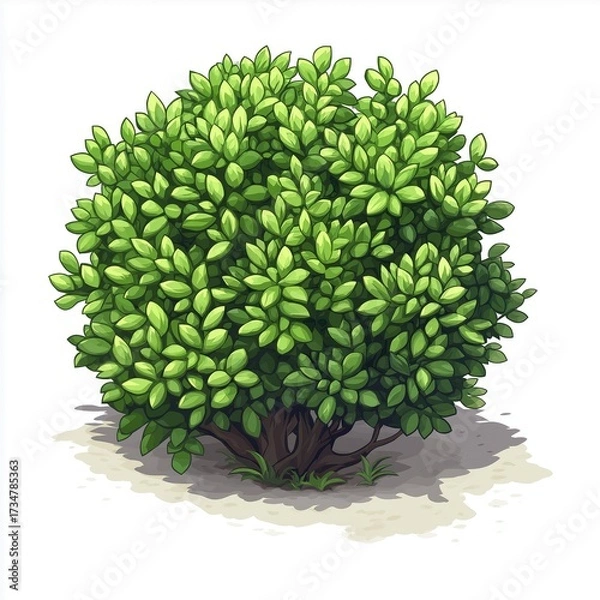 Fototapeta Pixel Tree Bush Shrub Plant Isolated Retro 8bit 16bit Pixelated Nature Video Game Asset