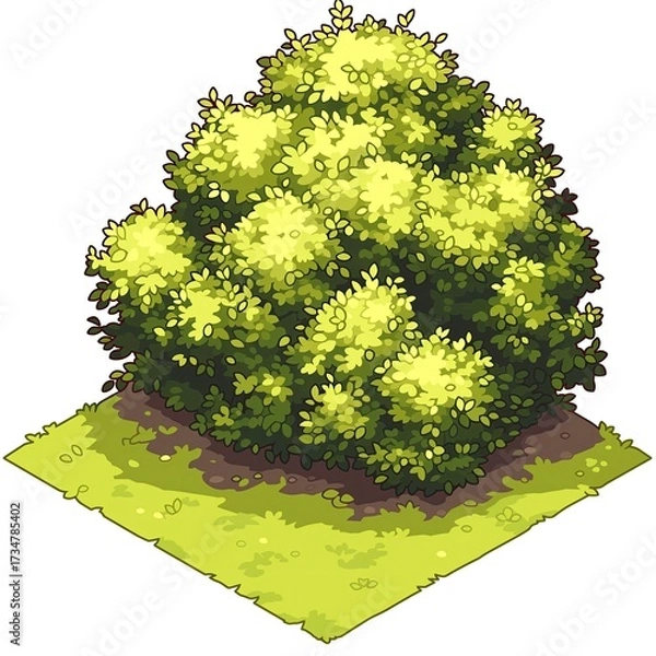 Fototapeta Pixel Tree Bush Shrub Plant Isolated Retro 8bit 16bit Pixelated Nature Video Game Asset