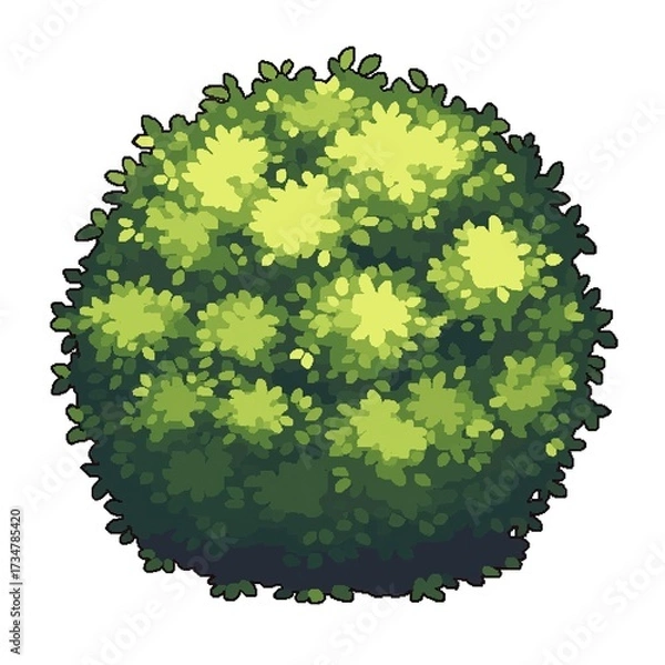 Fototapeta Pixel Tree Bush Shrub Plant Isolated Retro 8bit 16bit Pixelated Nature Video Game Asset