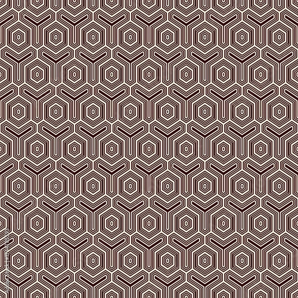 Fototapeta Honeycomb seamless pattern. Hexagon mosaic tiles ornament. Ethnic surface print. Repeated geometric figures background. Ornamental wallpaper. Modern geo design digital paper. Vector abstract work.