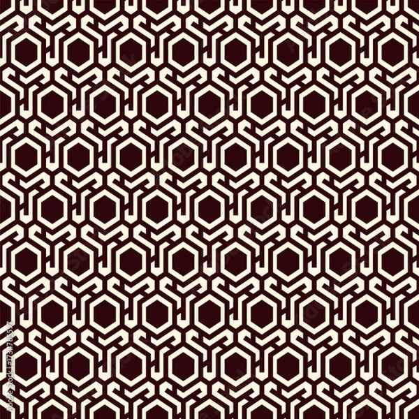 Fototapeta Honeycomb seamless pattern. Hexagon mosaic tiles ornament. Ethnic surface print. Repeated geometric figures background. Ornamental wallpaper. Modern geo design digital paper. Vector abstract work.