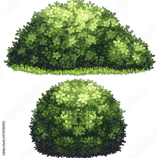 Fototapeta Pixel Tree Bush Shrub Plant Isolated Retro 8bit 16bit Pixelated Nature Video Game Asset