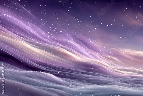 Fototapeta Cosmic purple wave with starry particles and deep space ambiance