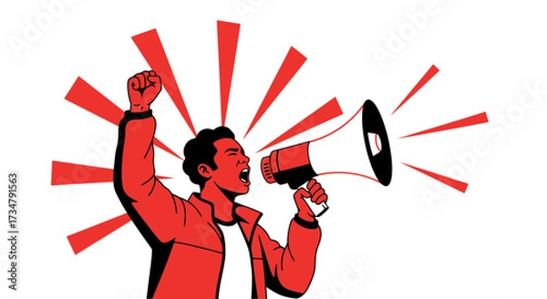 Fototapeta Bold Protest Illustration Displaying Advocacy, Rallying, and Public Declarations