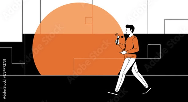Fototapeta Broadcasting Concept Depicted: Modern Communicator in an Abstract Spatial Context
