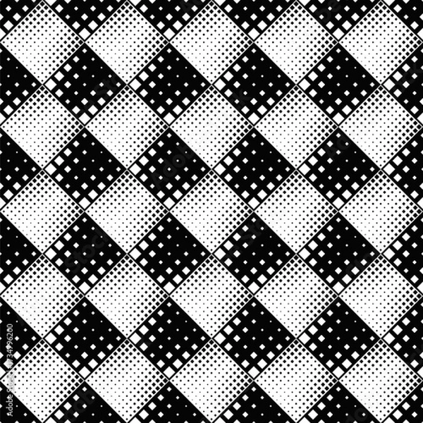Fototapeta Seamless diagonal square pattern background design - black and white abstract vector illustration