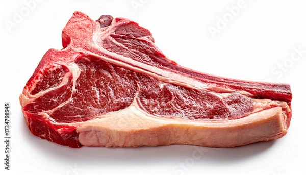 Obraz Isolated Red Tbone Cut Steak On White Background