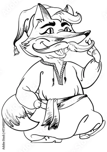 Obraz лис в национальной одежде