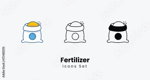 Fototapeta Fertilizer icon - Gardening and Landscaping Tool Symbol in Line and Flat Style and black Glyph Vector ilustration