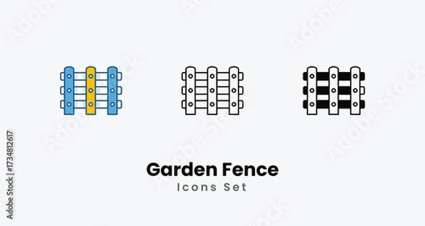 Fototapeta Garden Fence icon - Gardening and Landscaping Tool Symbol in Line and Flat Style and black Glyph Vector ilustration