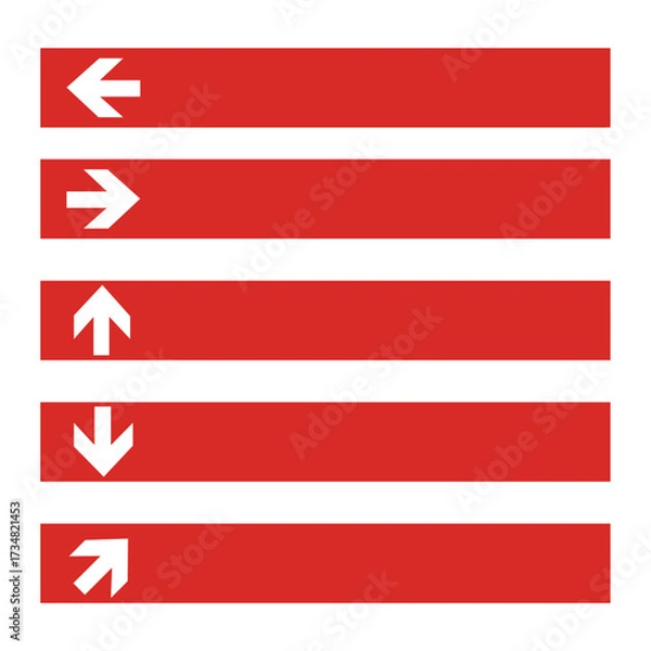 Fototapeta Blank red directional signs with arrows on a white background