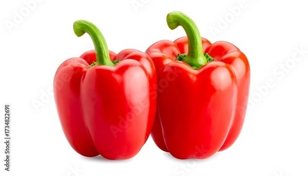 Obraz Two vibrant red bell peppers