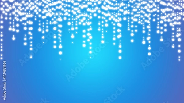 Fototapeta Glowing white bokeh lights on blue gradient background
