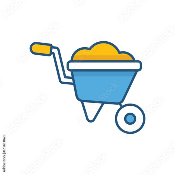 Fototapeta Wheelbarrow Color Line Icons � Flat Outline Style Vector Collection