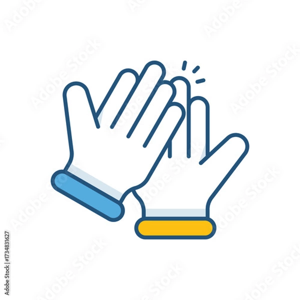 Fototapeta Garden Gloves Color Line Icons � Flat Outline Style Vector Collection