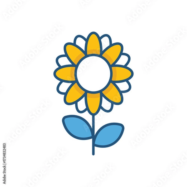 Fototapeta Sunflower Color Line Icons � Flat Outline Style Vector Collection