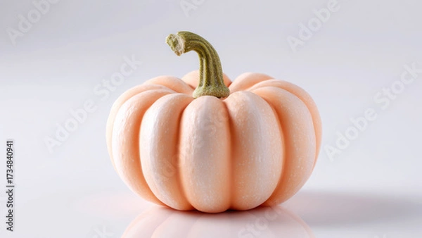 Fototapeta Unique pale pumpkin on a plain background, showcasing its smooth surface and elegant curves, perfect for autumn decorations and fall harvest