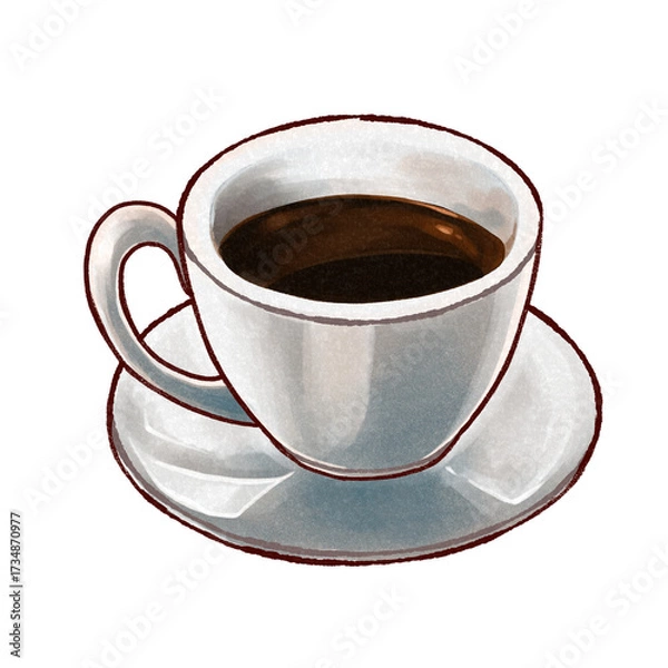 Obraz 珈琲カップの手描きラスターイラスト