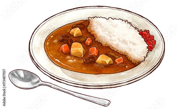 Obraz カレーライスのラスターイラスト