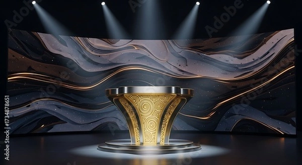 Fototapeta Elegant Golden Podium Display Stage.