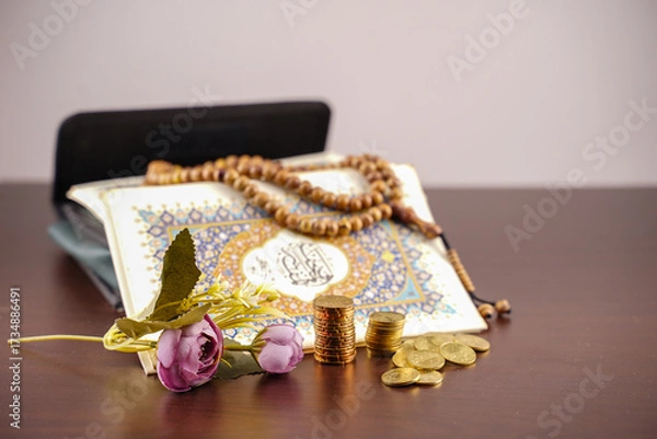 Fototapeta Concept photo of Islamic Riba or forbidden interest or usury