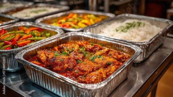 Fototapeta Colorful and Flavorful Array of Delicious Prepared Dishes
