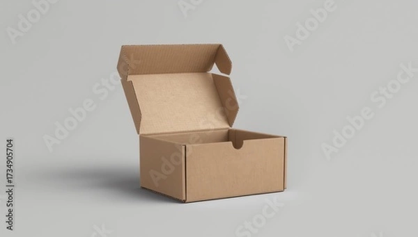 Fototapeta open cardboard box isolated on white background Mockup for design 
