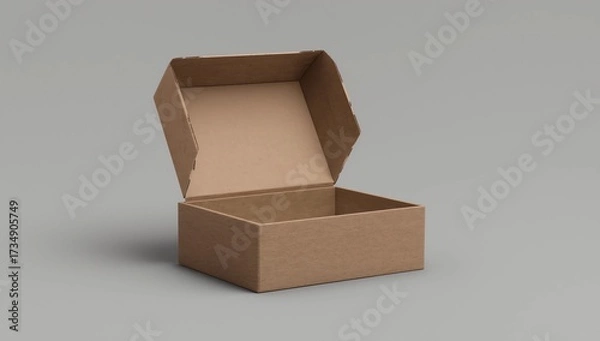 Fototapeta open cardboard box isolated on white background Mockup for design 