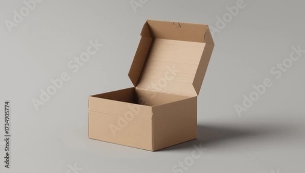 Fototapeta open cardboard box isolated on white background Mockup for design 