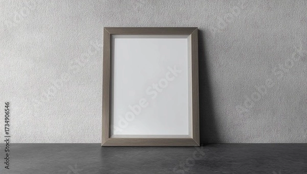 Fototapeta one small empty white frame for a picture and a photo on the shelf at the side, mock-up 