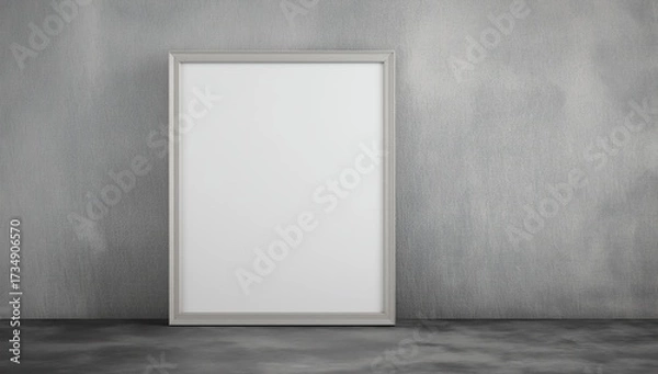 Fototapeta one small empty white frame for a picture and a photo on the shelf at the side, mock-up 
