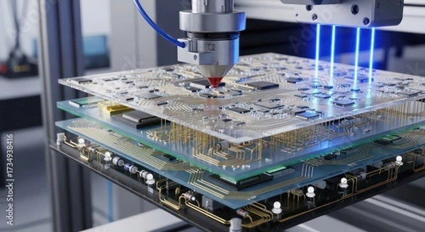 Fototapeta Automated Circuit Board Assembly Process with Precision Technology.